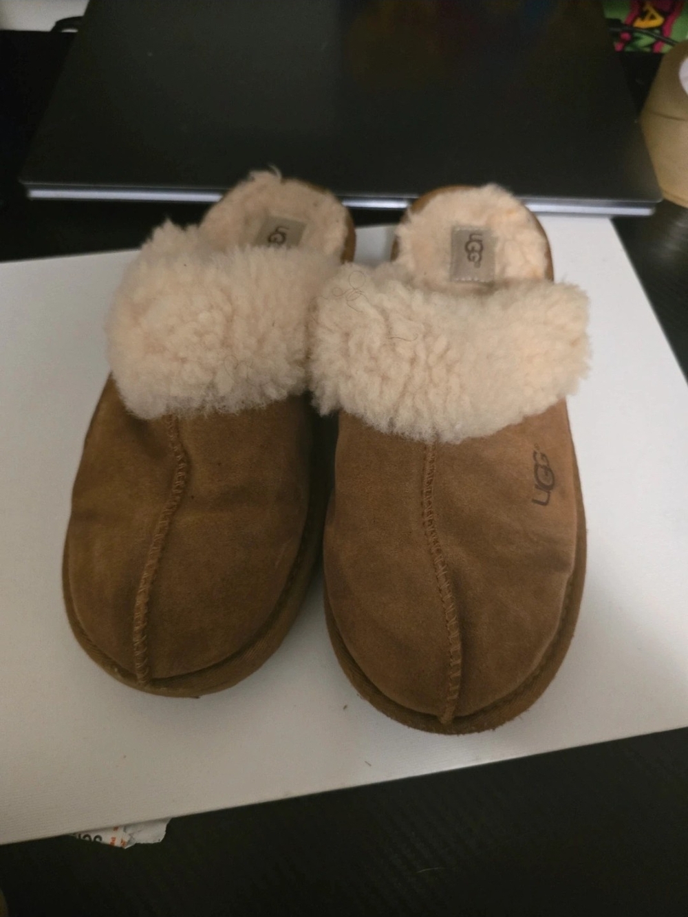 UGG Kids Chestnut Brown Sheepskin Clog Slippers